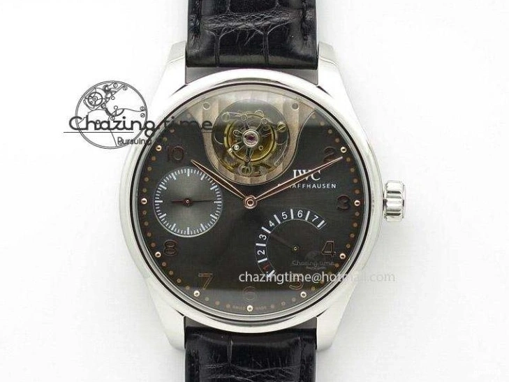 MIROTIME 0120 UrbanStyle Portuguese Tourbillon Power Reserve Moonphase SS White Dial On Black Leather Strap 7318
